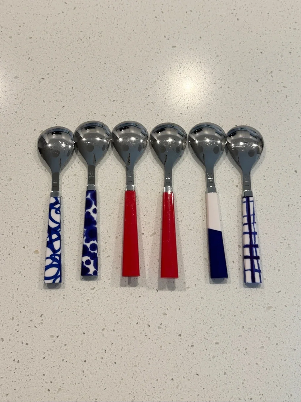 Crate & Barrel Como Paola Navone Flatware Red Blue Handles Stainless Steel 24 pc